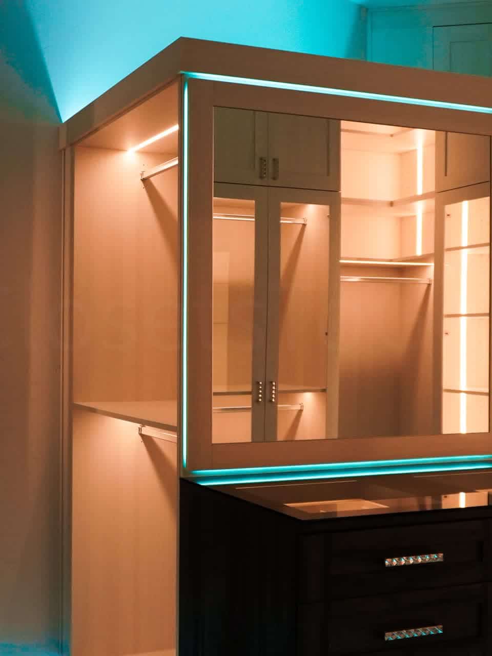 Luxury-DIY LED closet in teal finish